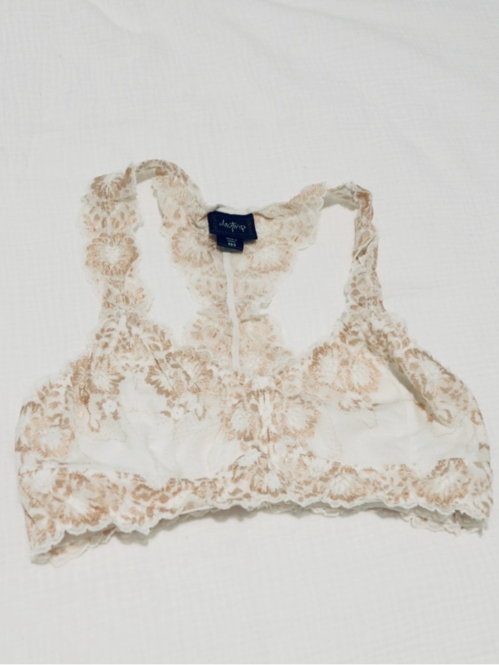 Daytrip Cream & Tan Floral Lace Bralette